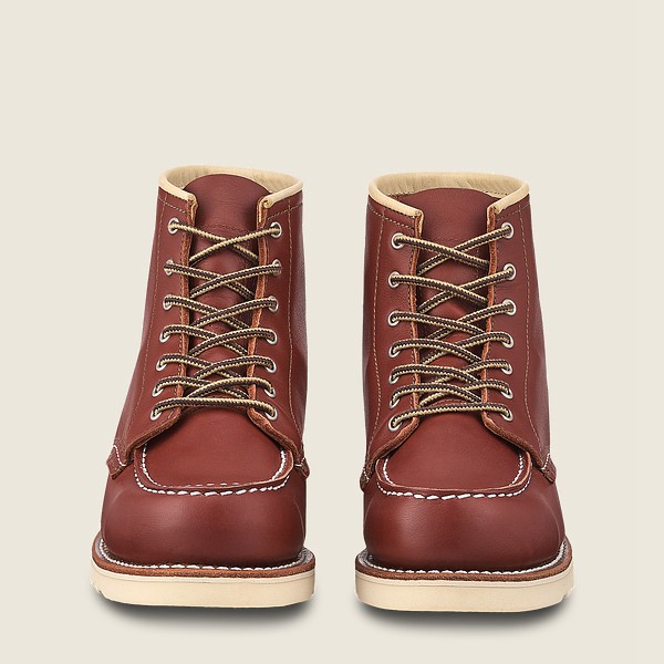 Red Wing Heritage Boots 6-inch Classic Moc - Short Atanado Leather - Burgundy - Womens FIR928750